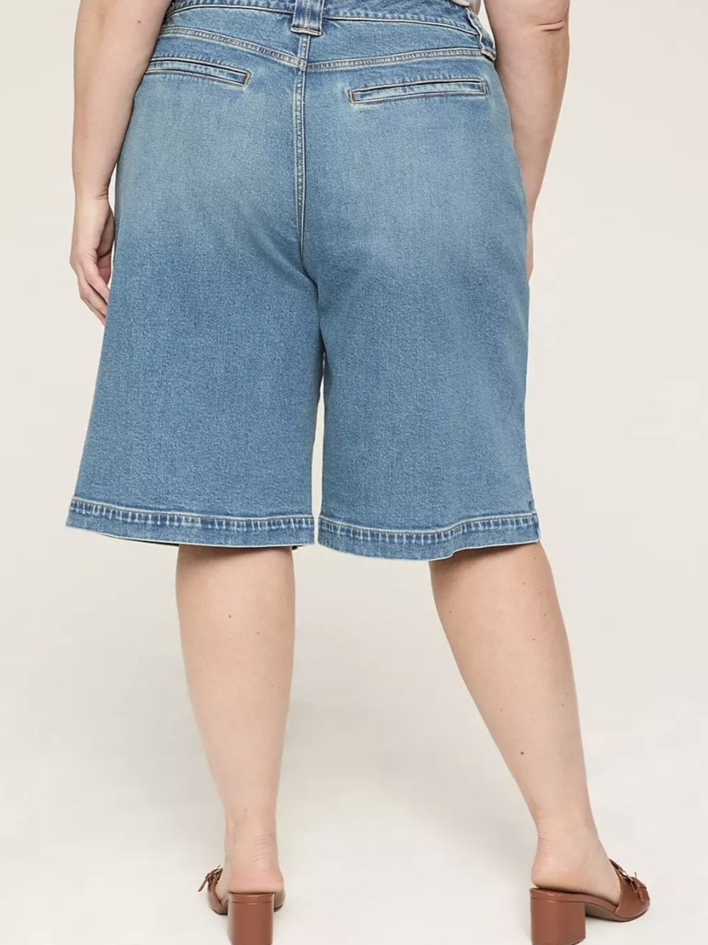 Lane Bryant Plus Size Womens Size 20 Palazzo Denim Jeans shorts culottes - Picture 2 of 13